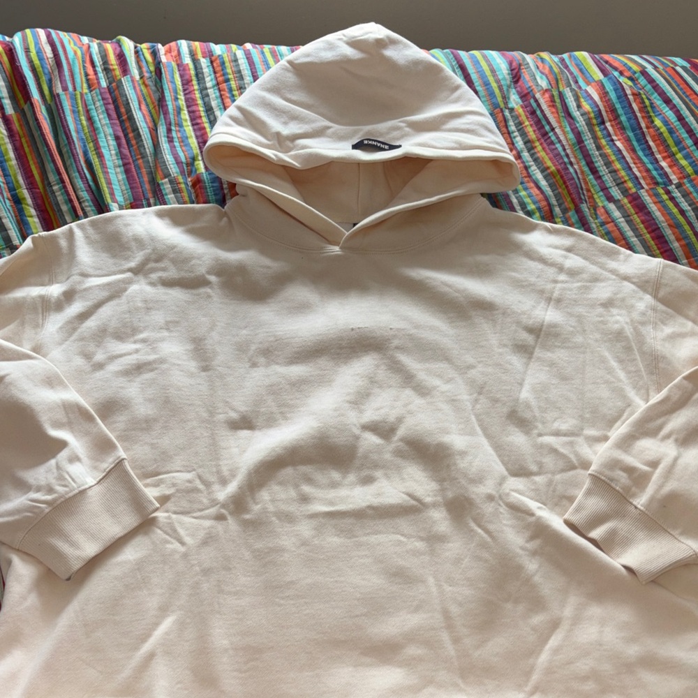 Ananke hoodie raw hem Men's Cream Hooded Sweatshirt  cream flawed new